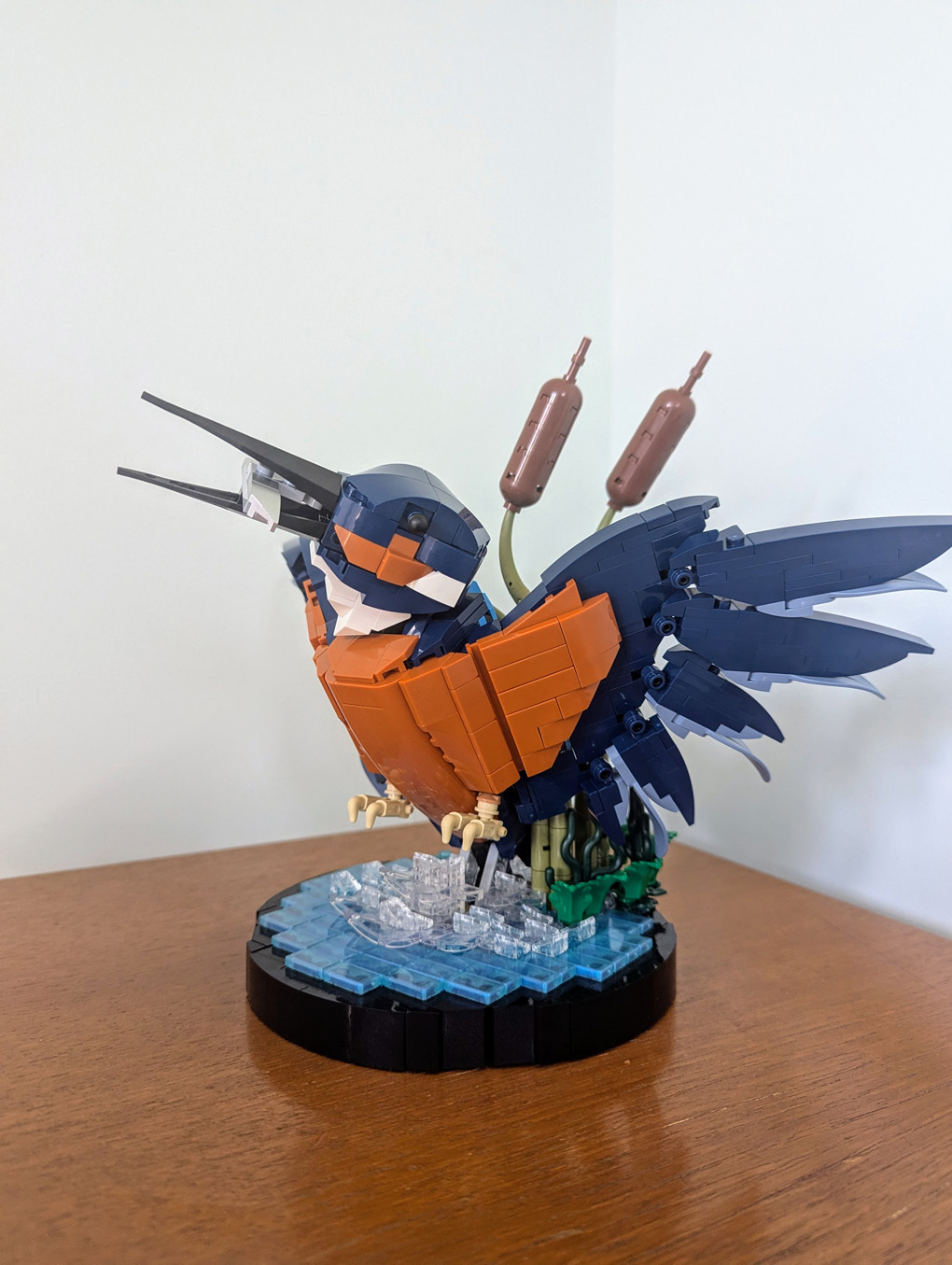 A Kingfisher made from Lego bricks.