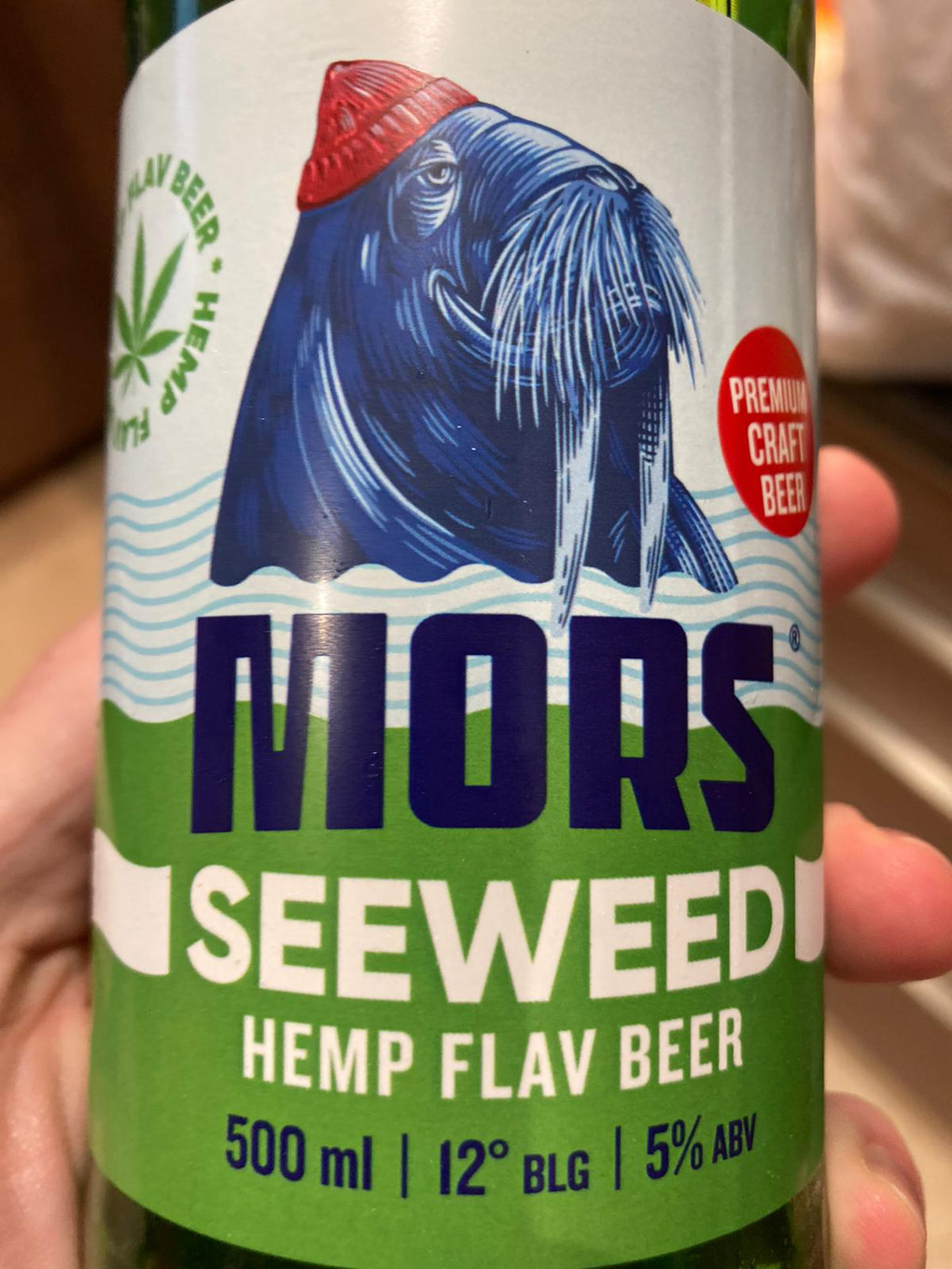 Close up of hemp flavoured beer