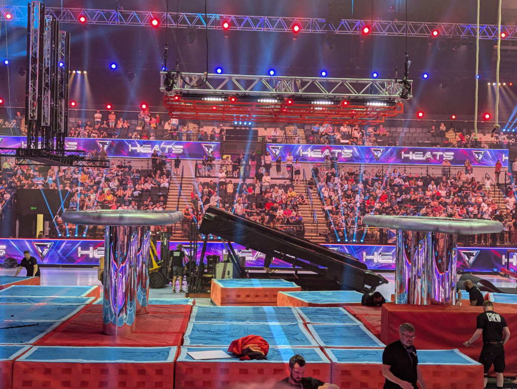 An obstacle course in a TV arena