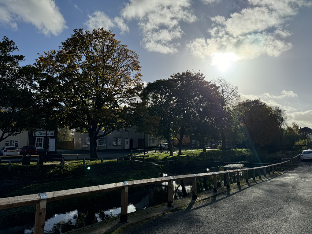 Stokesley riverside in autumnal sunshine