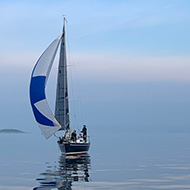 Sailing boat at sea.