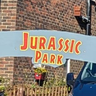 House decorated to look like Jurassic Park