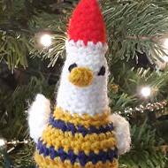 Picture of a crochet Christmas tree decoration.