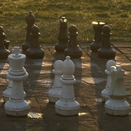 we see an outdoor chessboard in the grounds of Hartsfield Manor, Betchworth