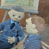 Woollen dolls of military leaders planning the invasion of Europe